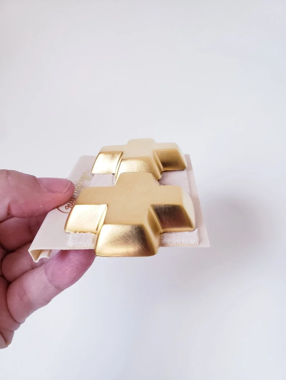Guy Montague Vintage Brushed Gold Cross Clip On Statement Earrings